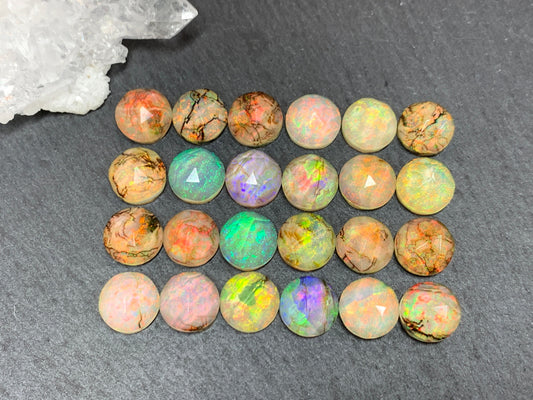 Faceted  Monarch Opal round 10mm cabochons - Doublet cabochons