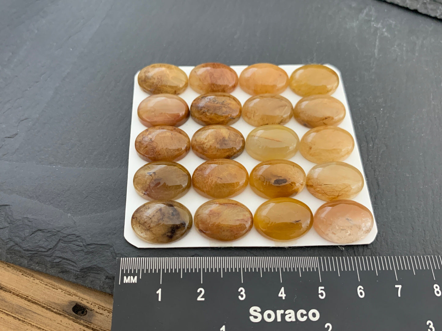 Rutilated Quartz oval 12x16mm cabochon - Calibrated cabochons