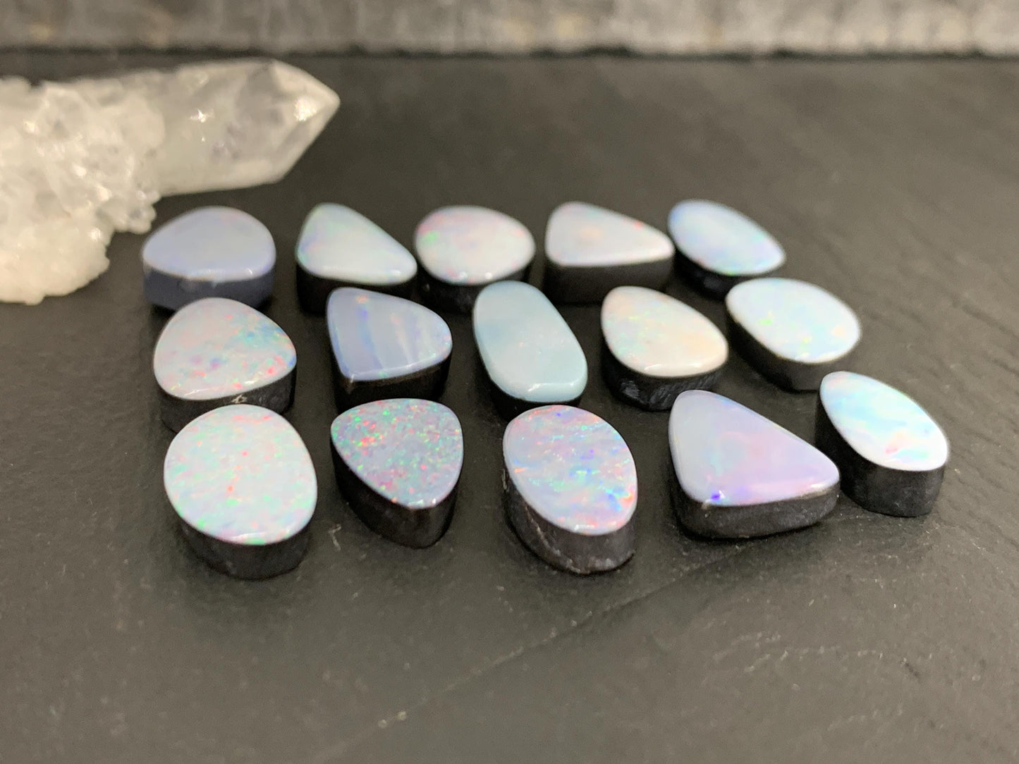 Australian Opal doublet 11-14mm long cabochon