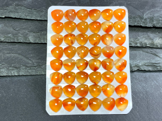 Carnelian curved triangle 8x8mm cabochon - Calibrated cabochons