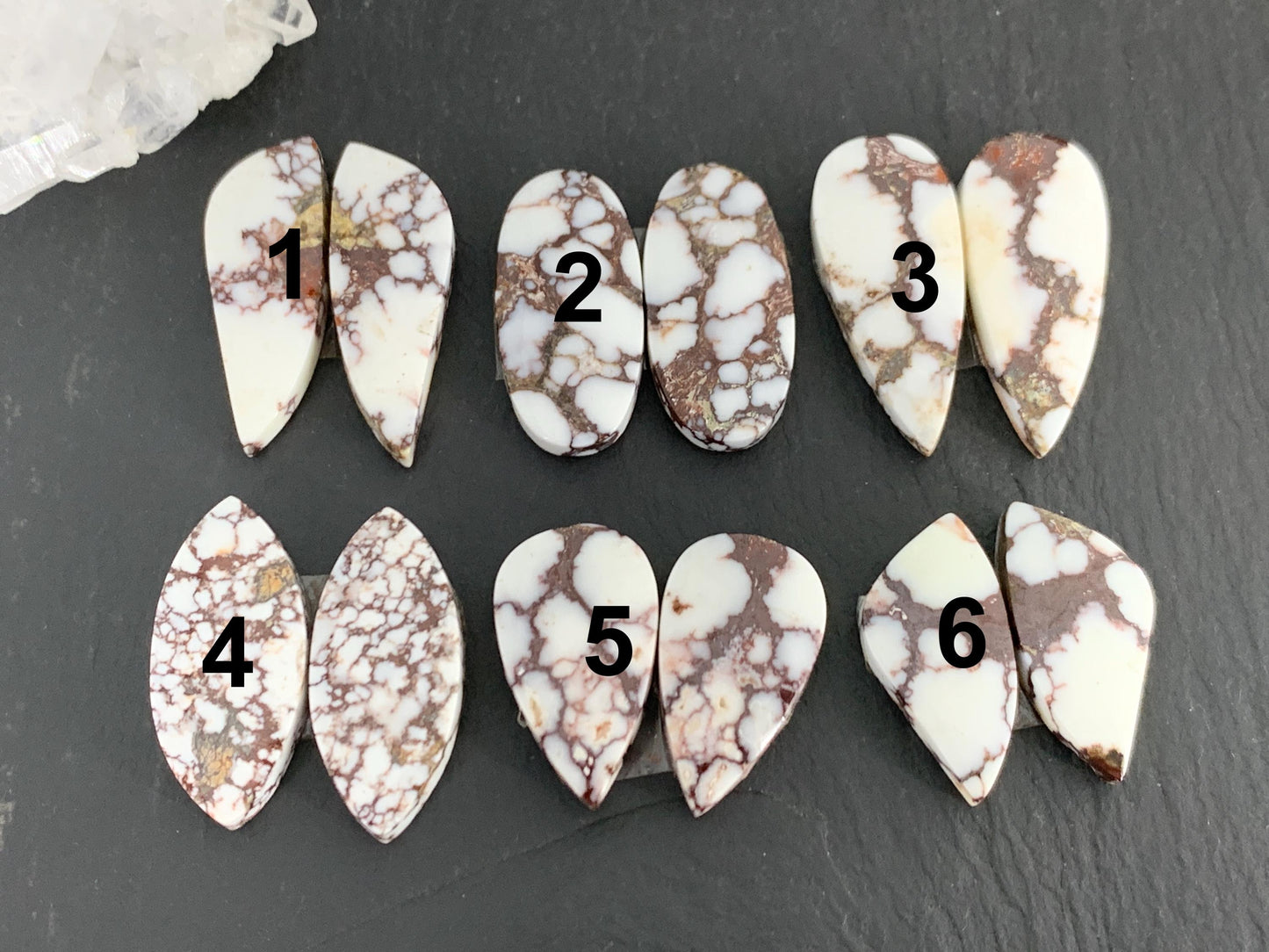 Wild Horse Jasper 21-26mm long cabochon pair