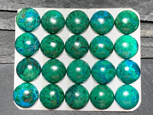 Chrysocolla round 15mm cabochon - Calibrated cabochons