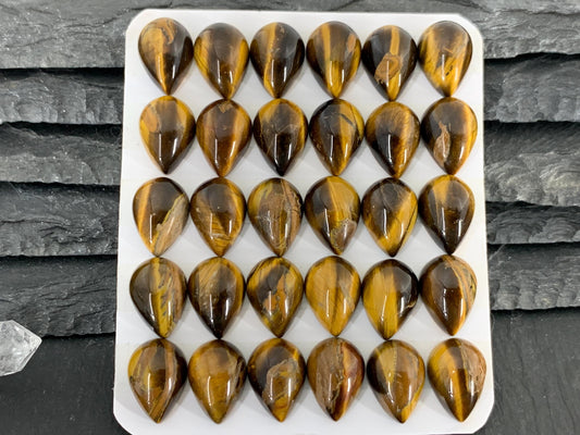 Tiger Eye pear 10x14mm Cabochon - Calibrated cabochons