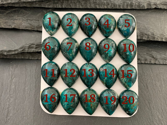 Chrysocolla pear 15x20mm cabochon - Calibrated cabochons