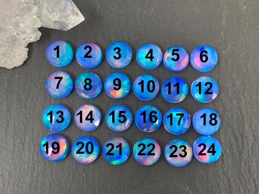 Faceted Aurora Opal round 8mm cabochon - Doublet cabochons