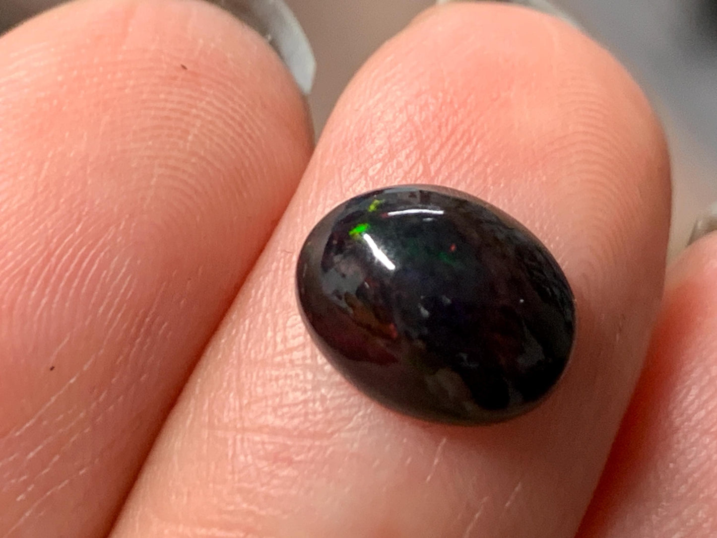 Natural Ethiopian Black Opal 8x10x4mm cabochon