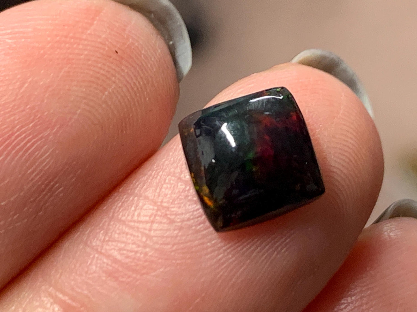 Natural Ethiopian Black Opal 8x8x4mm cabochon