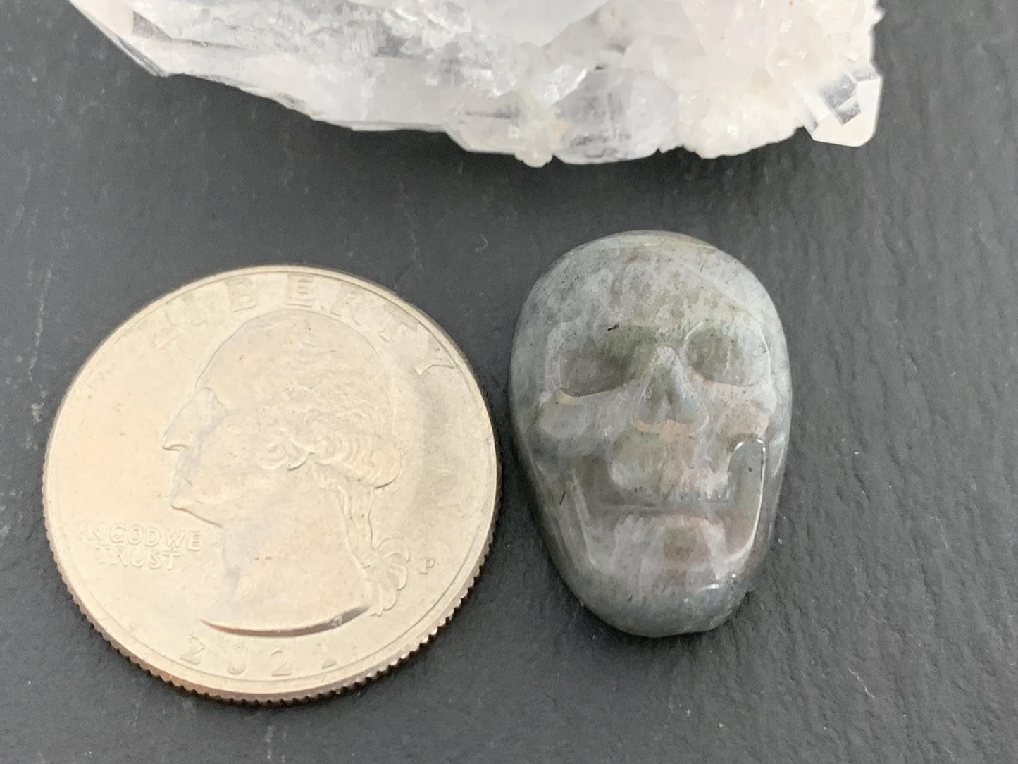 Labradorite Skull Cabochon 15x21mm, Labradorite Skull, Natural Gemstone, Halloween Jewelry, Handcrafted Accessory