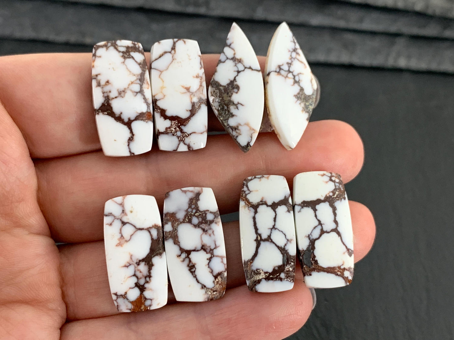 Wild Horse Jasper 22-26mm long cabochon pair
