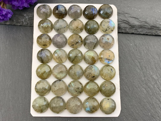 Faceted Labradorite round 10mm cabochon | Calibrated Cabochons | Natural Labradorite