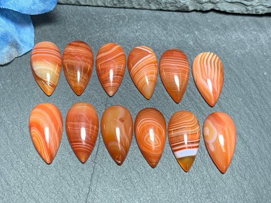 Red Agate with line pear 11x21mm cabochon - Calibrated cabochons