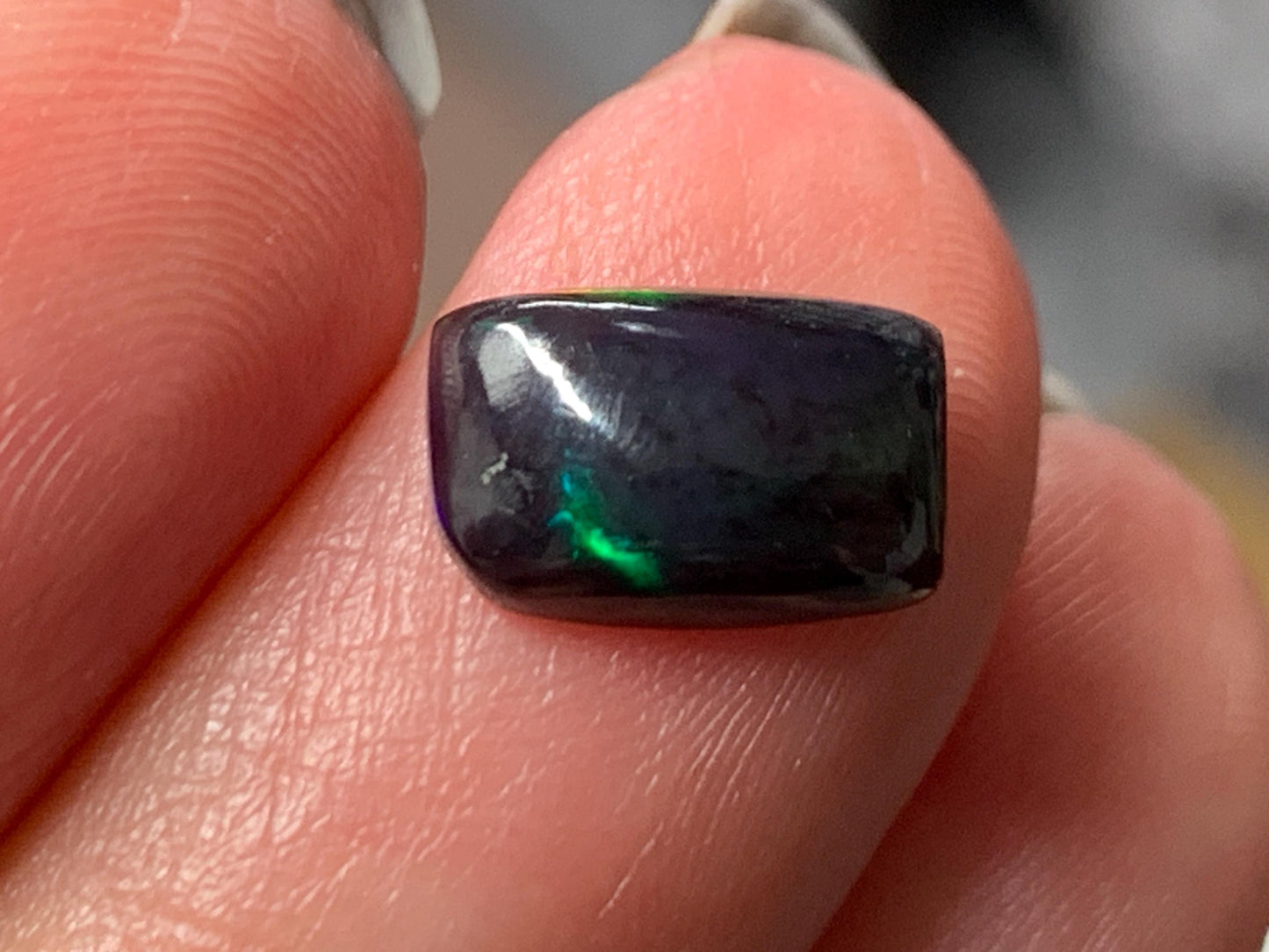 Natural Ethiopian Black Opal 6x10x3mm cabochon