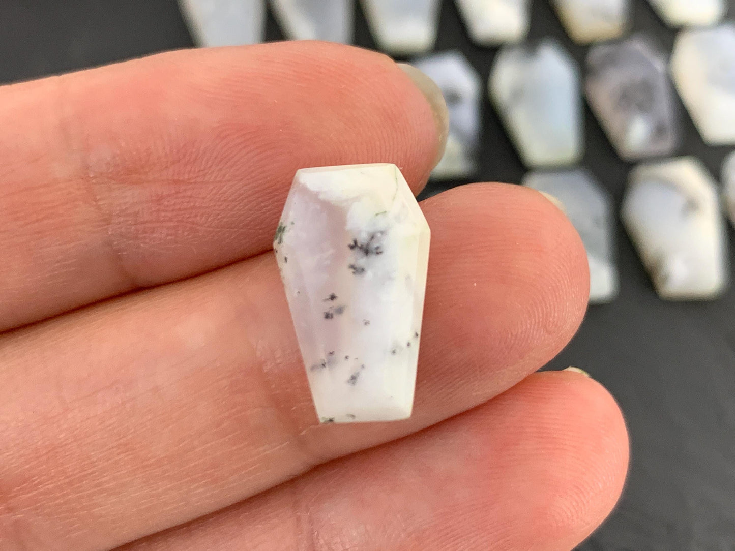 Step Cut Dendrite Opal coffin 10x16mm cabochon