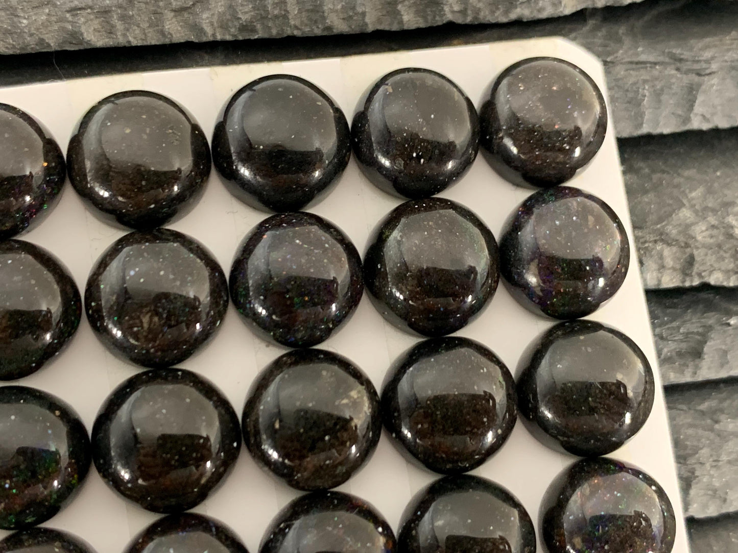 Andamooka Black Opal Cabochon: Round 12mm Matrix Opal