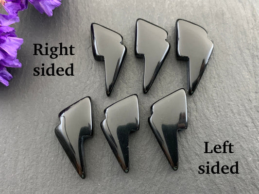 Black Onyx lightning bolts 11x20mm cabochon