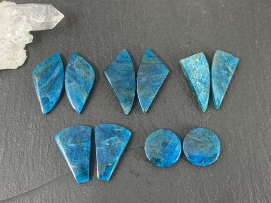 Apatite round, free form 14-27mm long cabochon - Buy by pair