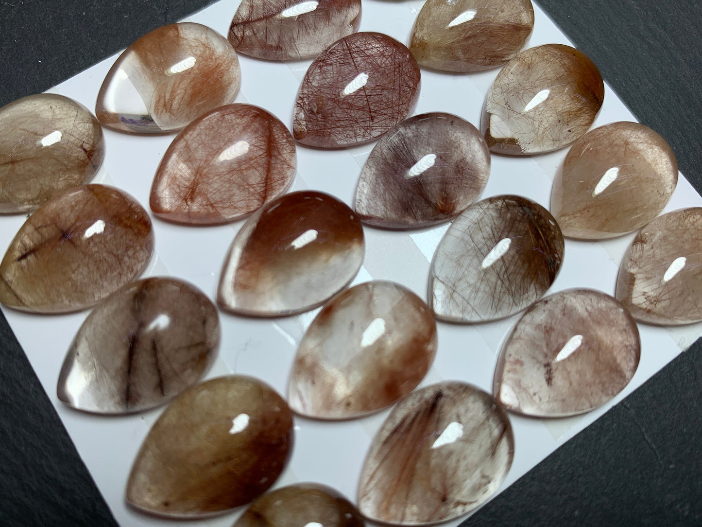Rutilated Quartz pear 13x18mm cabochon - Calibrated cabochons
