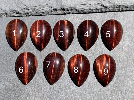 Red Tiger Eye pear 20x30mm cabochon - Calibrated cabochons