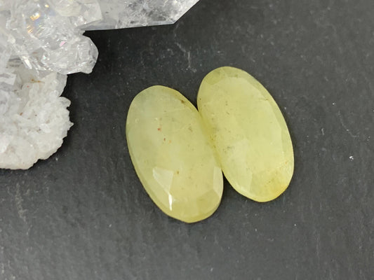 Faceted Yellow Sapphire pair 8x16x35mm cabochon