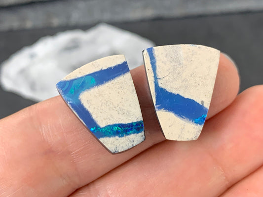 Australian Opal doublet 14x18x4mm pair of cabochons