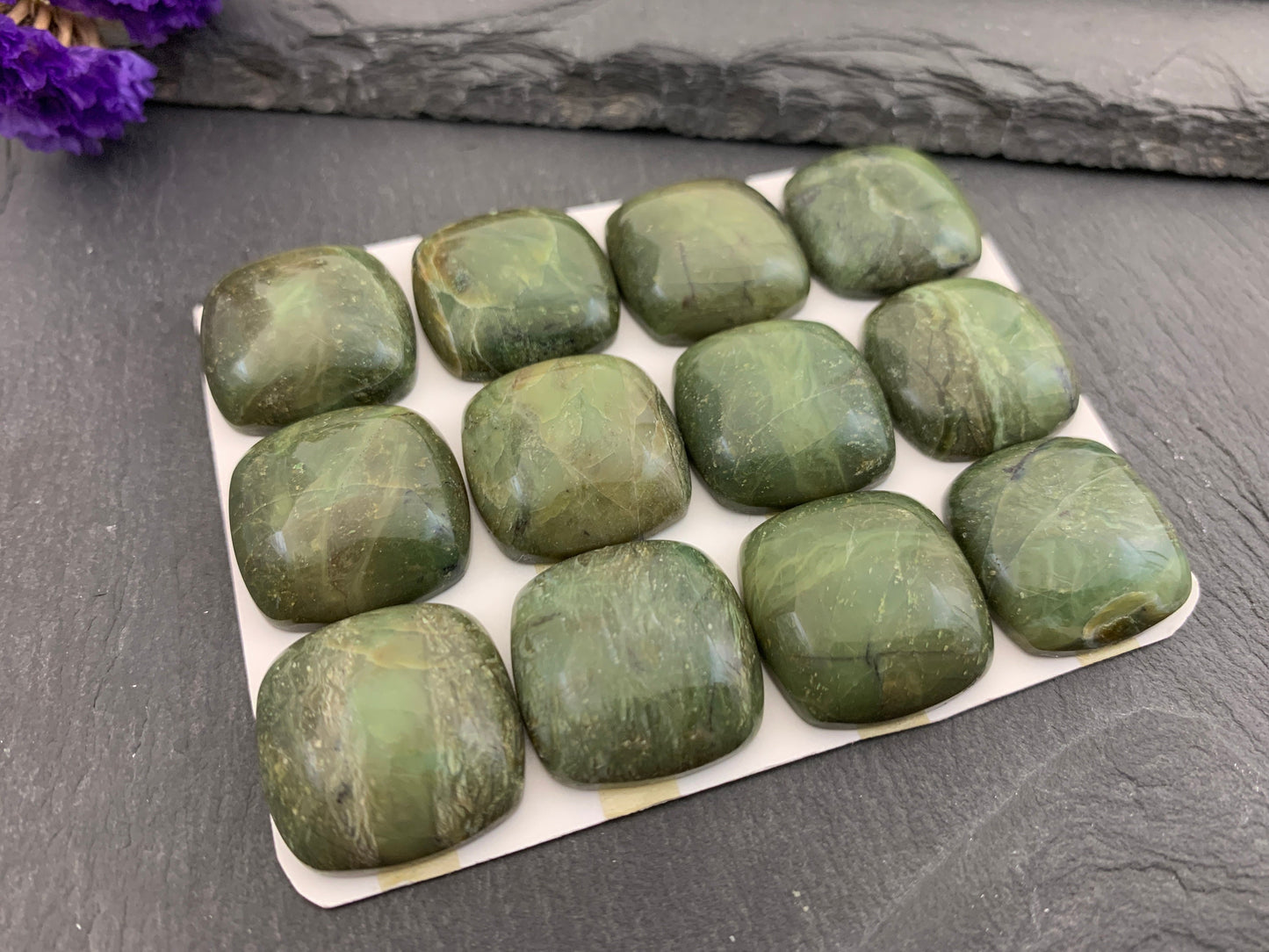 Green Opal Square 20mm Cabochon - Calibrated cabochons