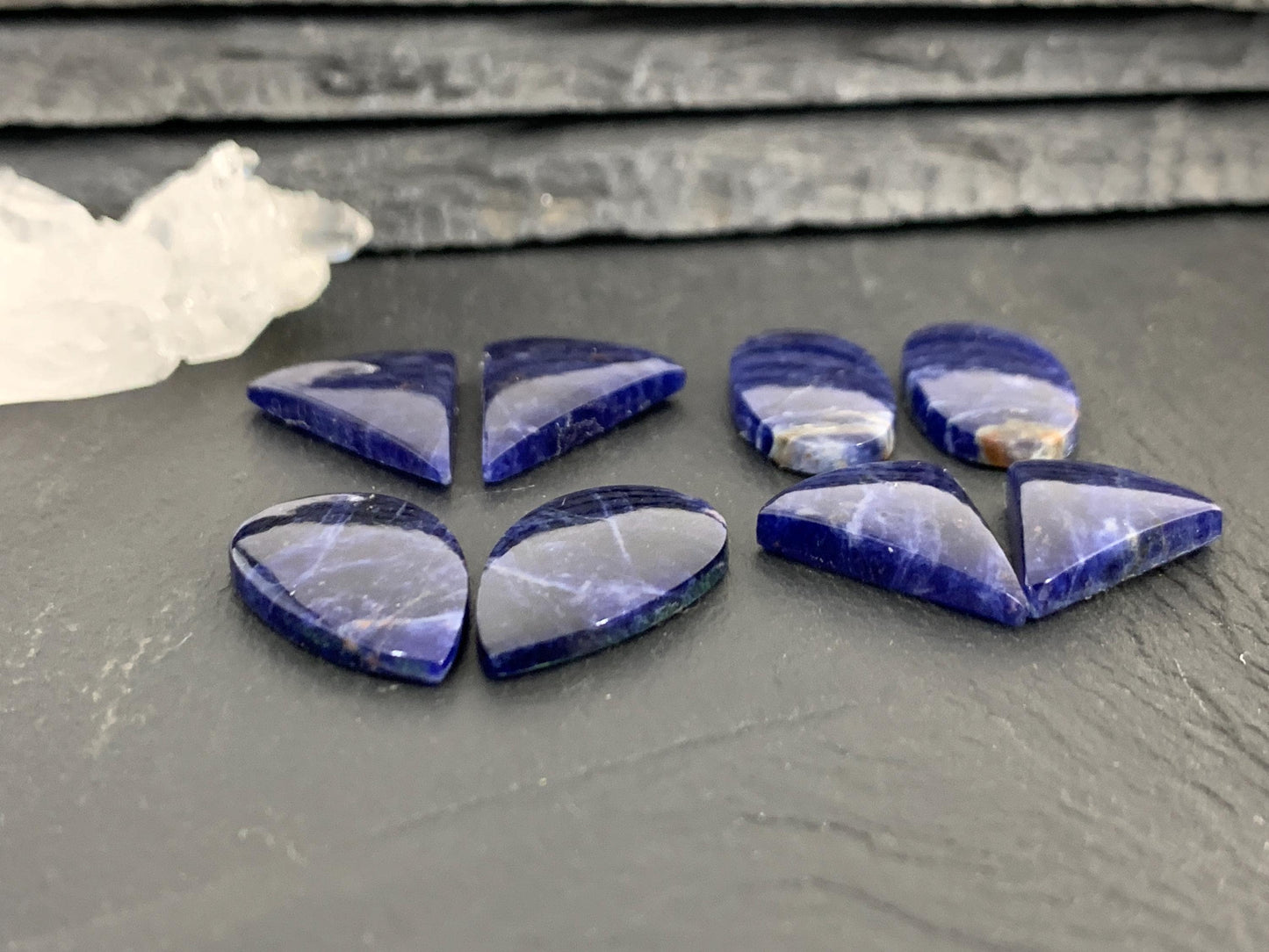 Natural Sodalite pair 18-24mm long cabochon