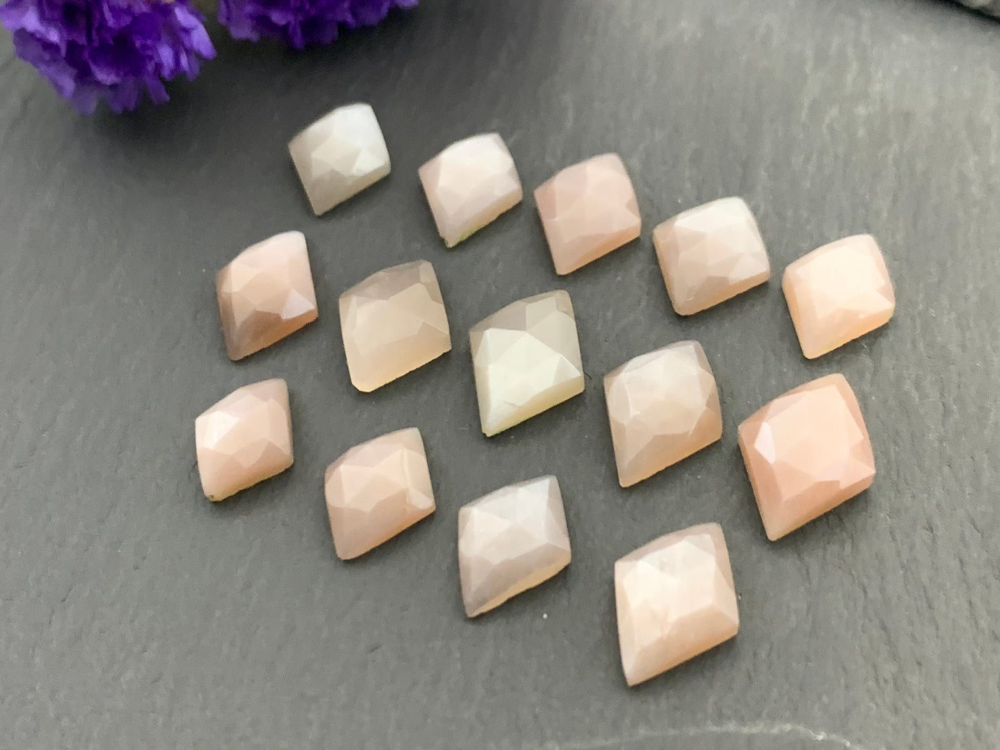 Faceted Moonstone rhombus cabochon
