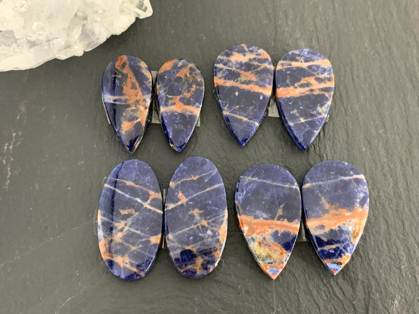 Natural Sodalite pair 22-25mm long cabochon
