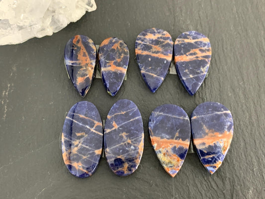 Natural Sodalite pair 22-25mm long cabochon