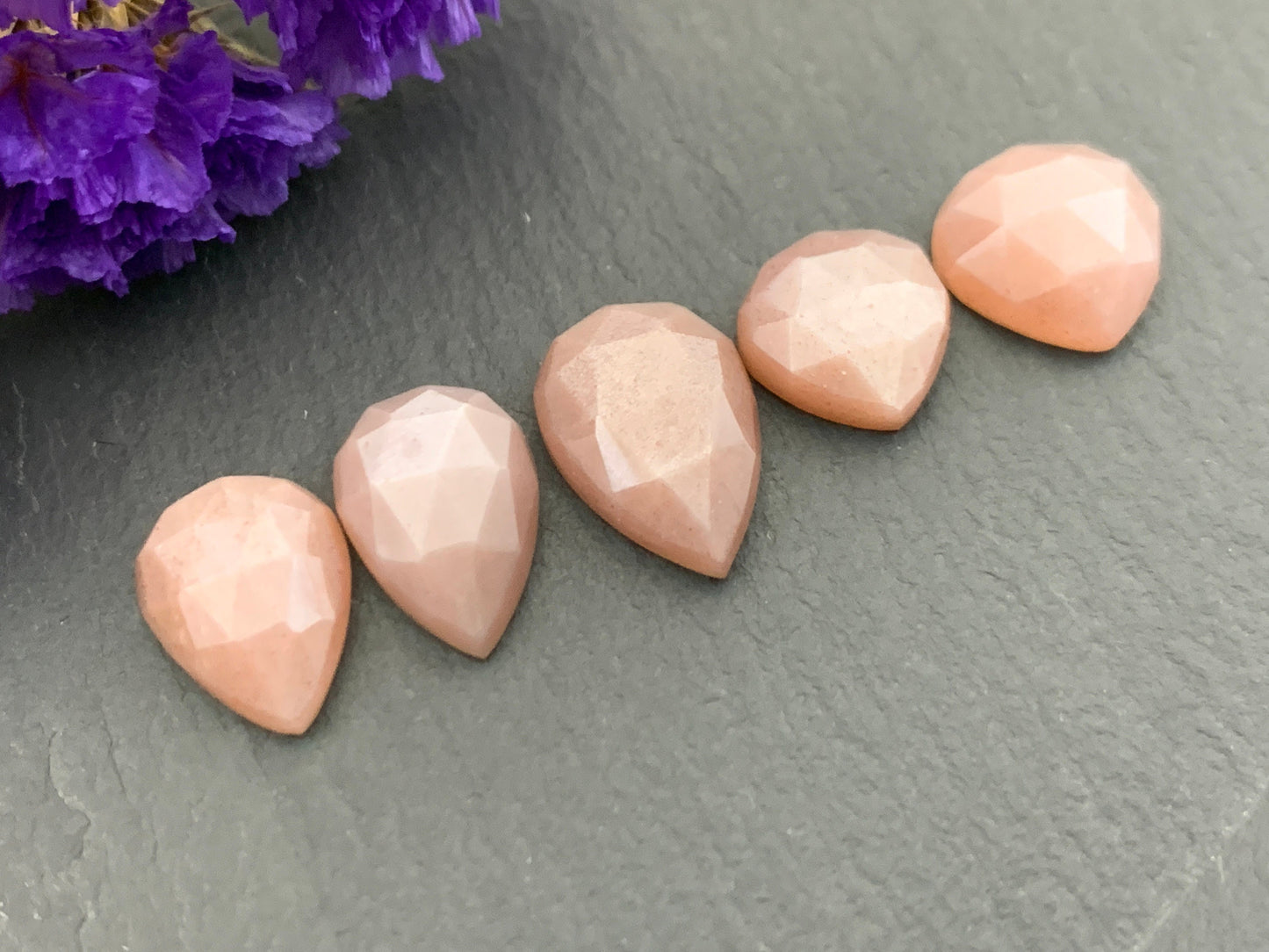 Faceted Moonstone pear cabochon