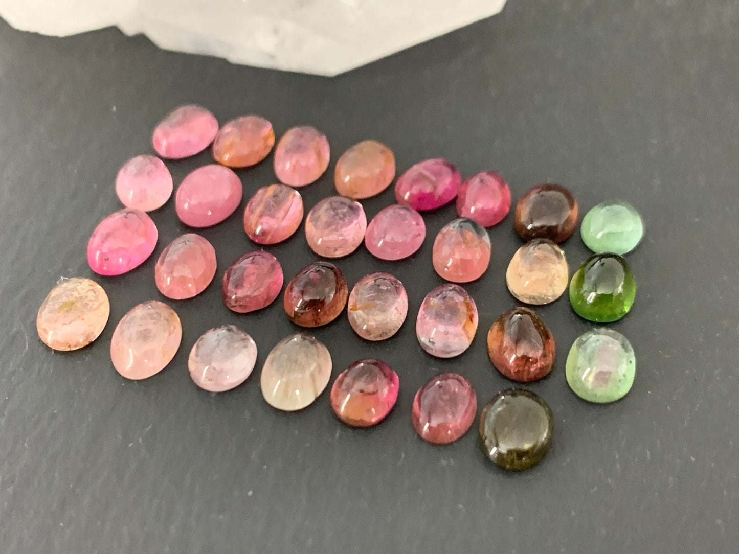 Tourmaline oval 6-7mm long cabochon