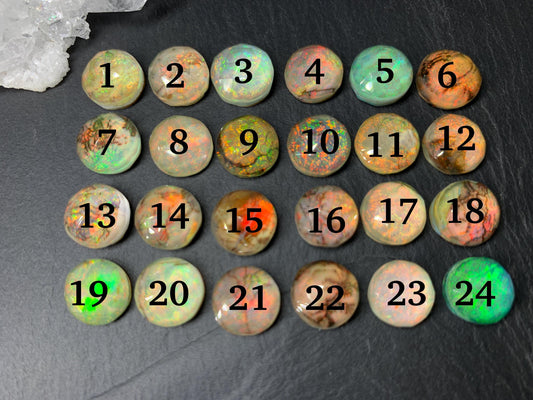 Faceted  Monarch Opal round 10mm cabochons - Doublet cabochons