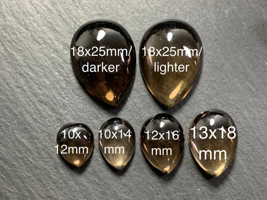 Smokey Quartz pear cabochon - Calibrated cabochons