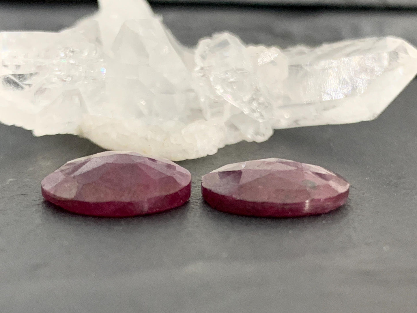 Faceted Ruby pair 12mm cabochon
