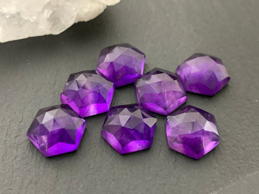 Faceted Amethyst hexagon 10mm Cabochon