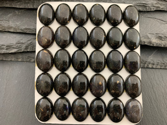 Black Andamooka Opal oval 13x18mm cabochon - Matrix Australian Opal