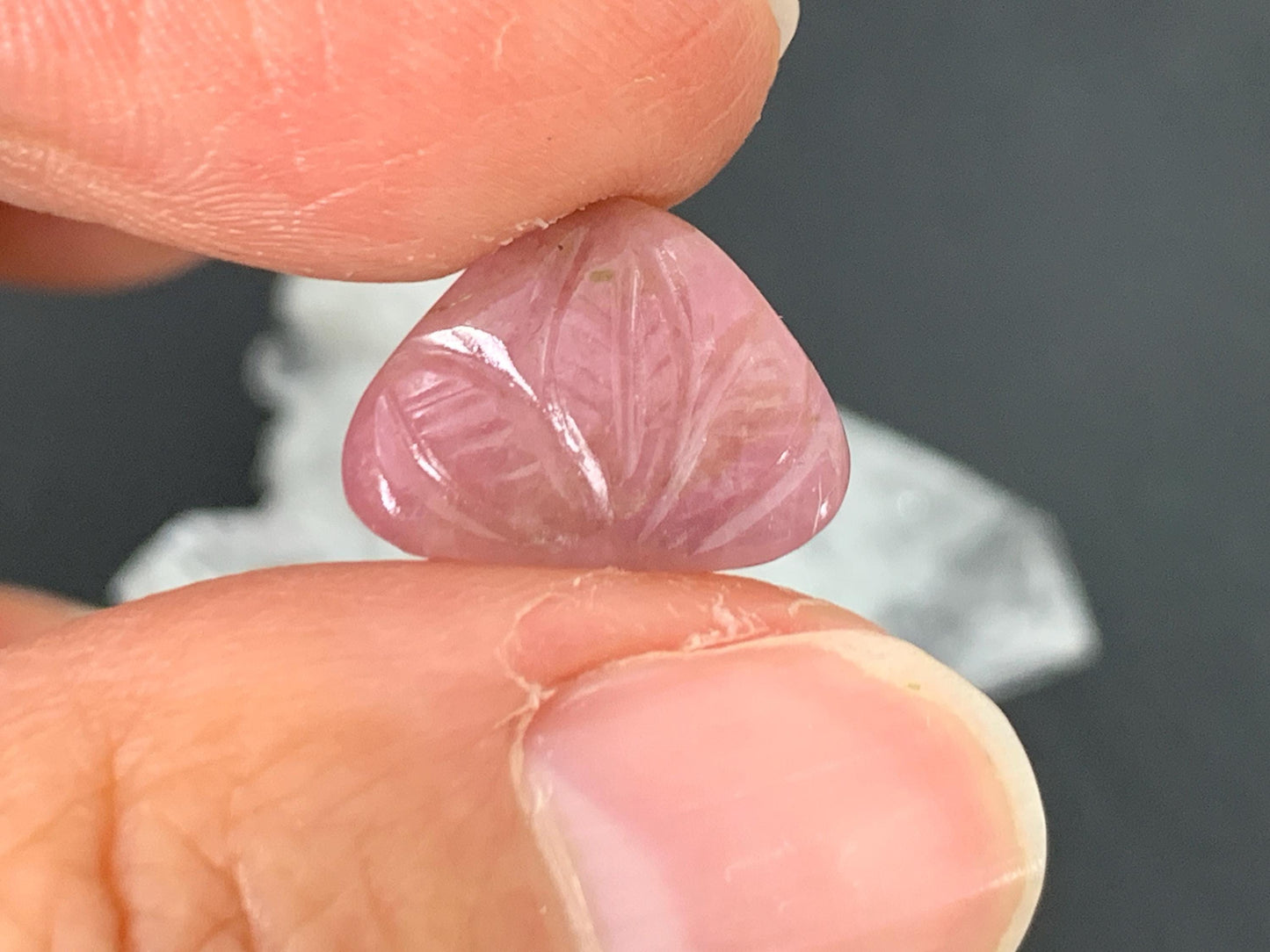 Carved Tourmaline 10x14x3mm cabochon