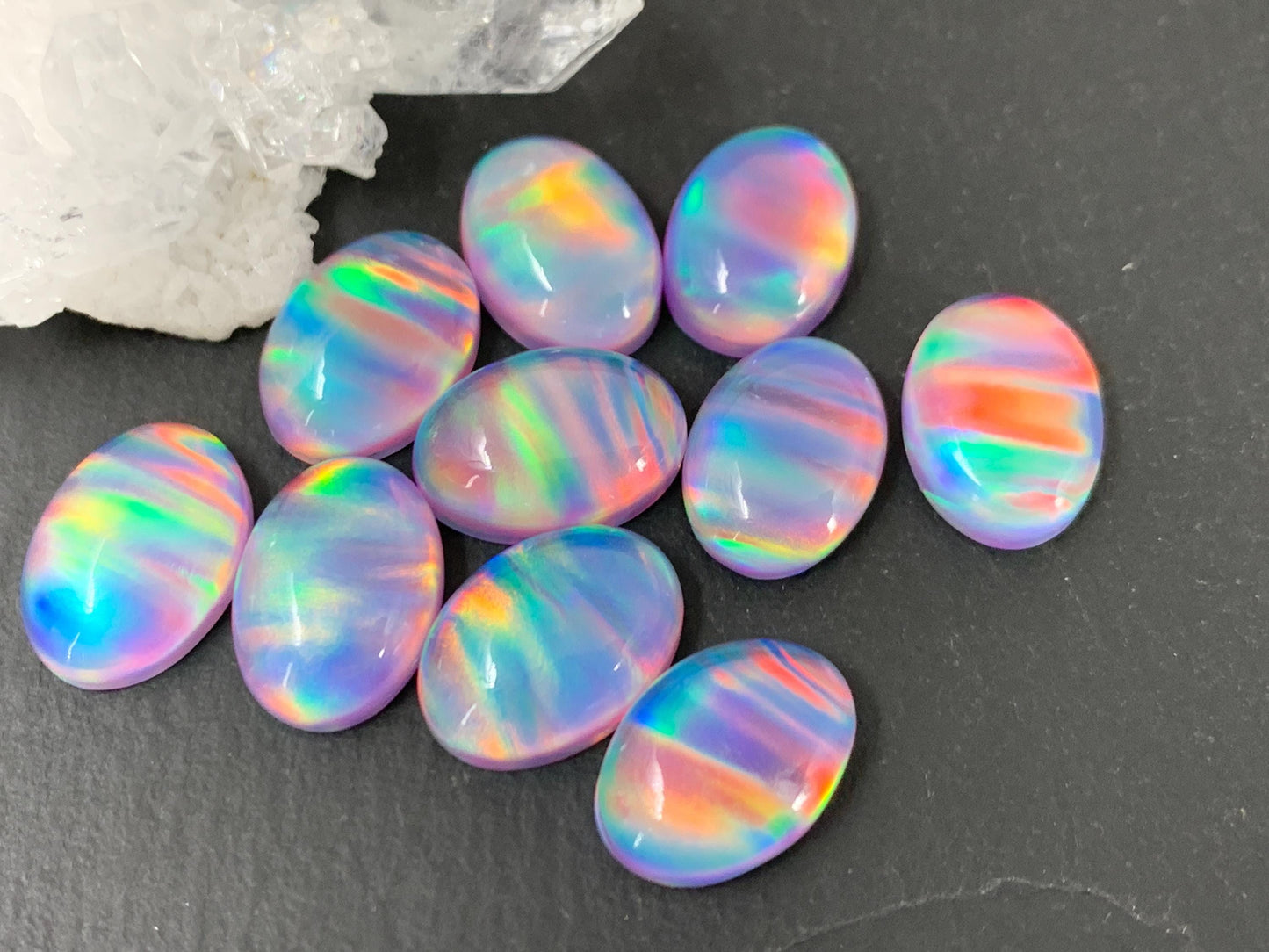 Aurora Opal oval 10x14mm cabochons - Doublet cabochons