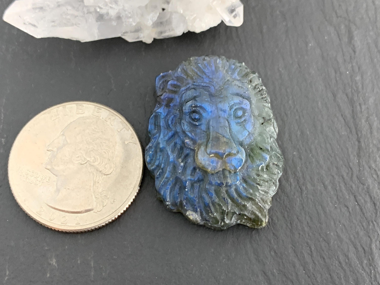 Labradorite Lion 24x33mm Carving- Labradorite Carving