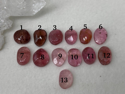 Discounted Faceted Tourmaline oval, free form 7-8mm long cabochon
