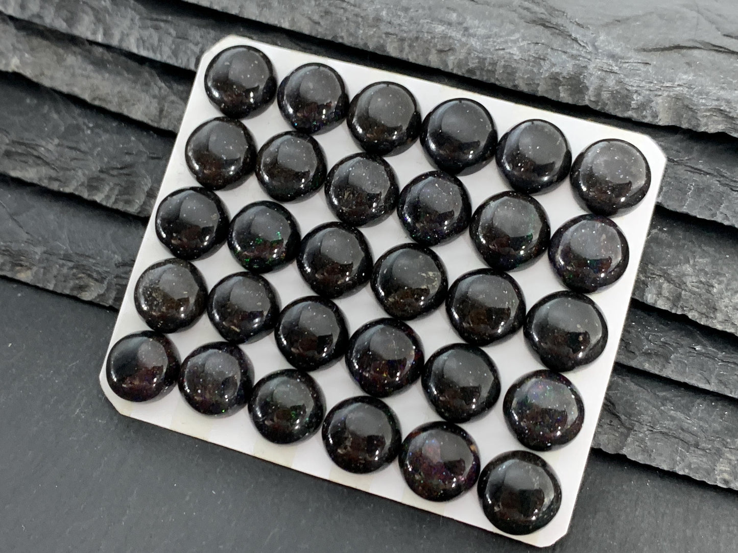 Andamooka Black Opal Cabochon: Round 12mm Matrix Opal