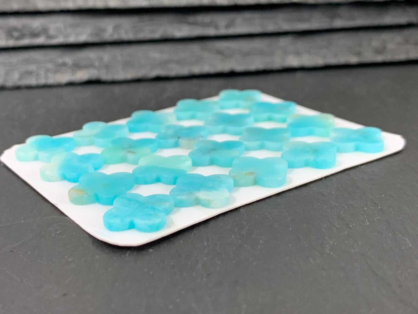 Flat Amazonite clover 13mm cabochon - Calibrated cabochons