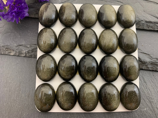 Gold Obsidian oval 12x16mm cabochon - Calibrated Cabochons