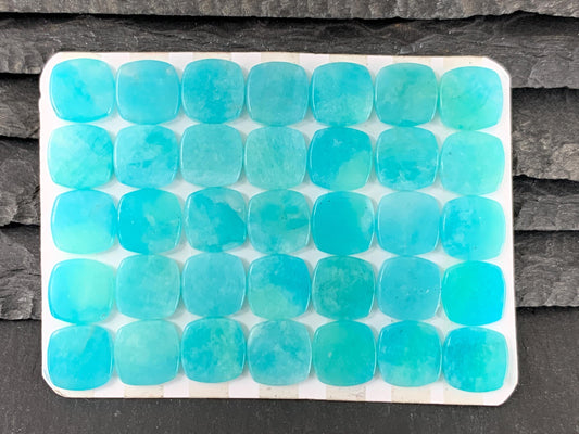 Flat Amazonite Square Cabochon - Natural 10mm Flat Calibrated Cushion Gemstone