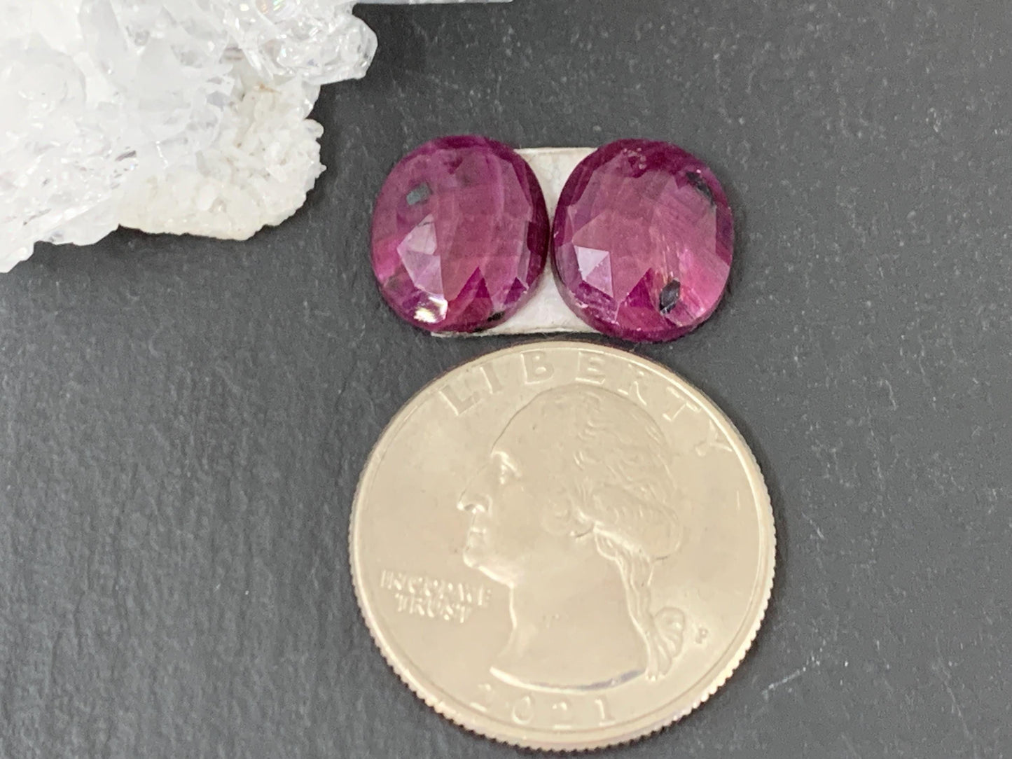 Faceted Ruby pair 11x12x4mm cabochon