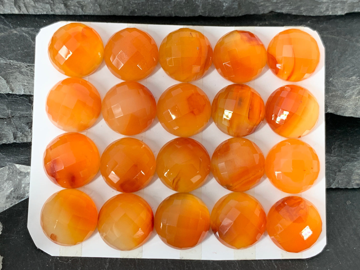Faceted Carnelian round 13mm Cabochon - Calibrated cabochons
