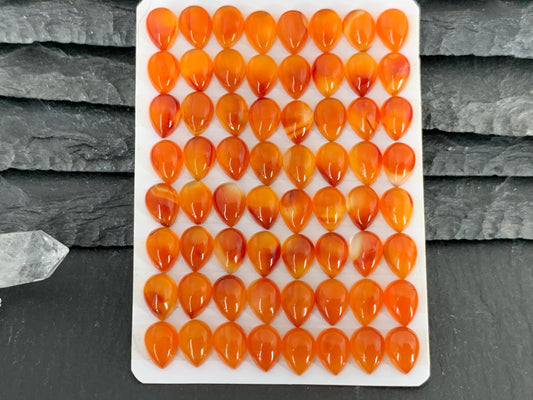 Carnelian pear 6x8mm cabochon - Calibrated cabochons