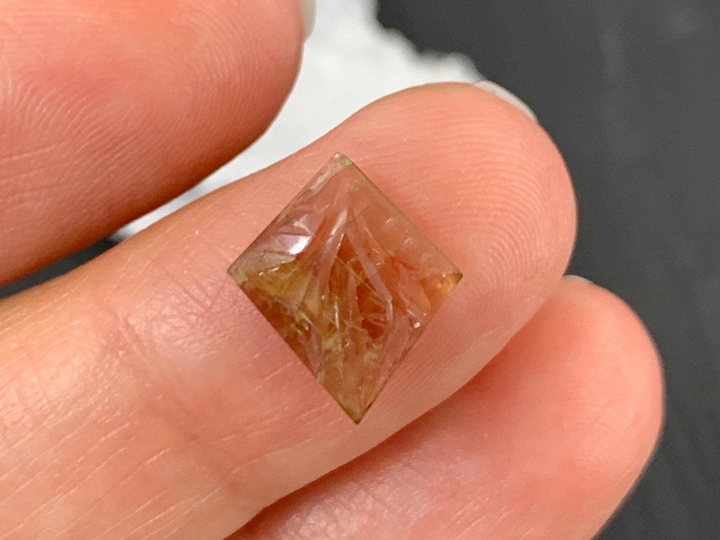 Faceted Watermelon Tourmaline 11x12.5x3mm cabochon