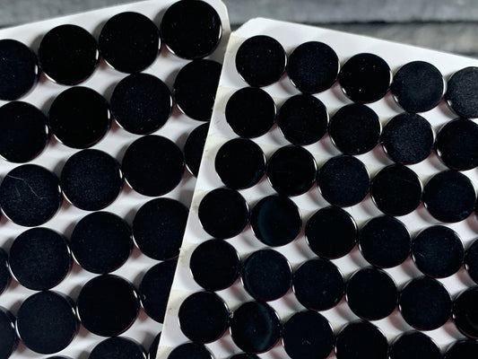 Flat Black Spinel round 8 & 10mm cabochon - calibrated cabochons