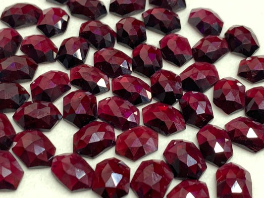 Faceted Rhodolite Garnet long hexagon 8x12mm cabochon